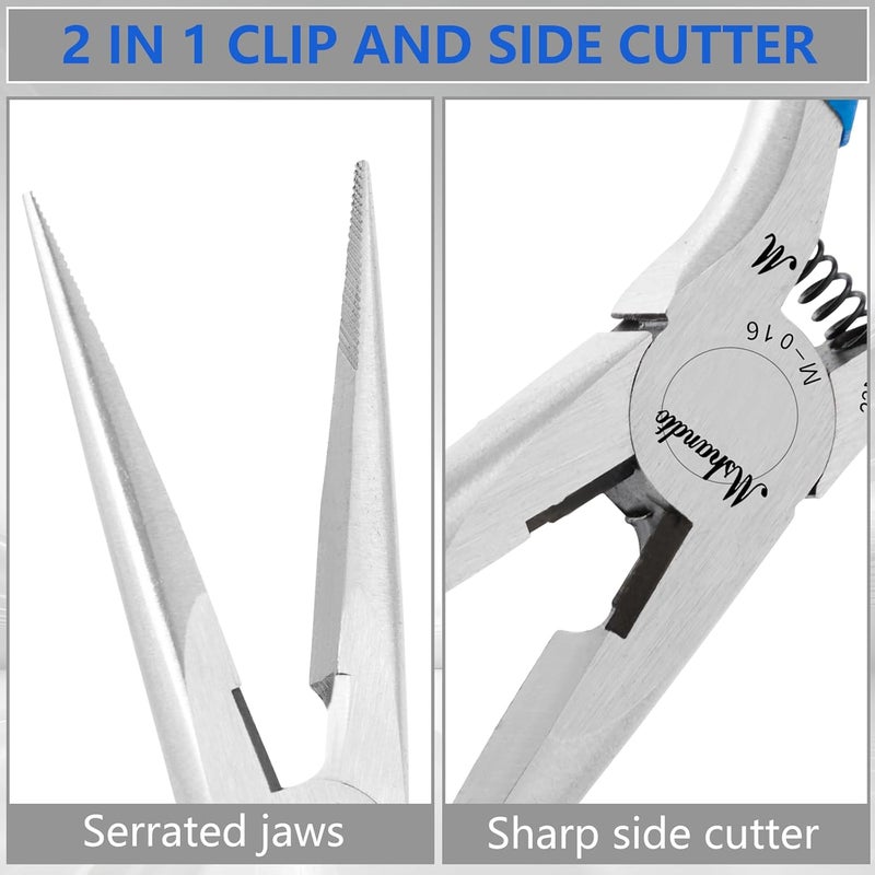 mshandto Needle Nose Pliers Set, 3 Pack 6.5"Long Nose Pliers for Wire Bending, High Carbon Steel Nose Plier, Serrated Jaw Pliers for Jewelry Making, Electronics Repair, Object Grasping, Craft Making - Image 4